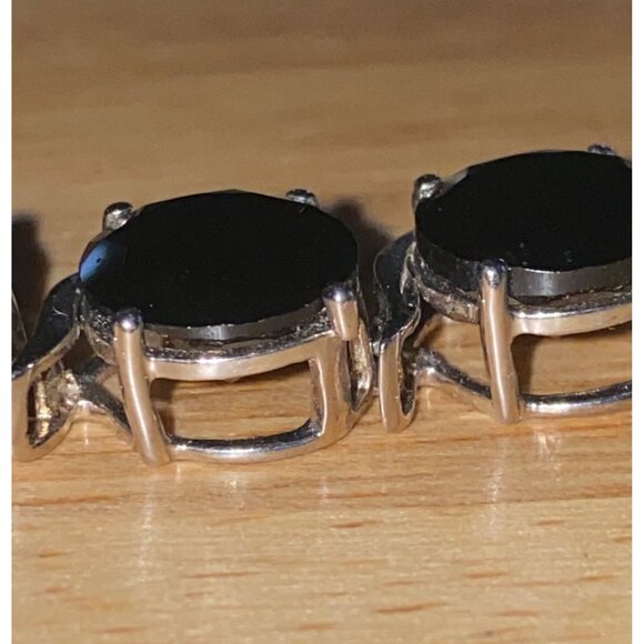 Black 14.4g Sterling Silver BBJ Round Brilliant Cut Black Glass Stone Bracelet 8 - Picture 8 of 10
